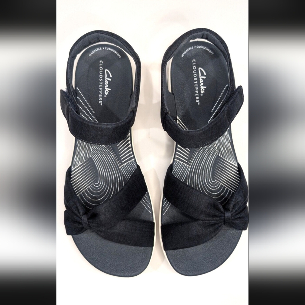 Clarks Black Cloudsteppers Knot Strap Sandals - image 1
